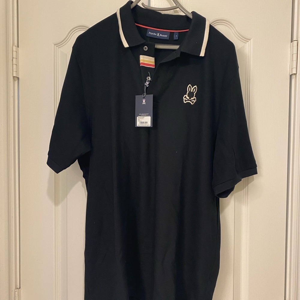 Psycho Bunny Black Polo Shirt with Embroidered Bunny Logo